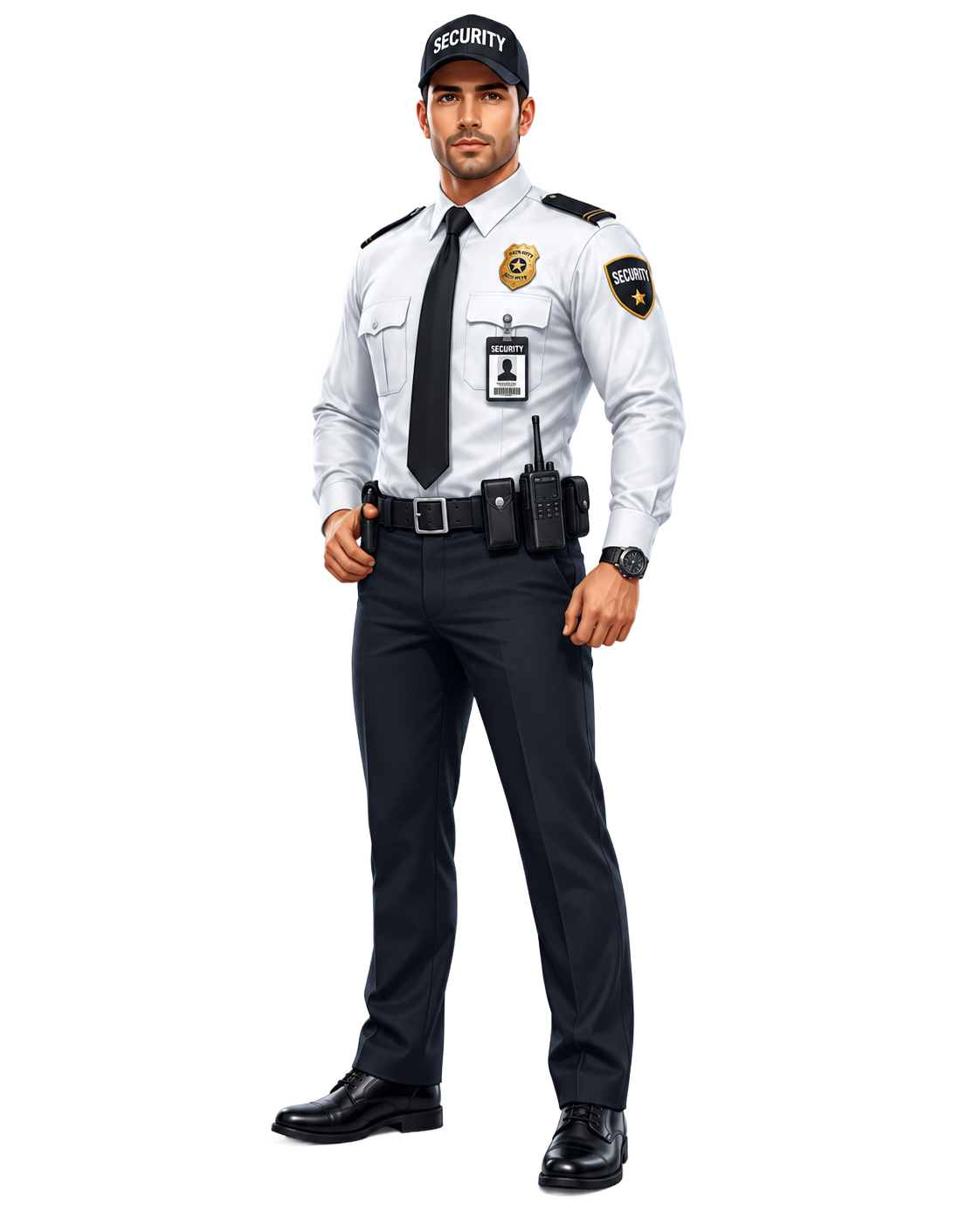 警備サービスを案内するスタッフのイラスト